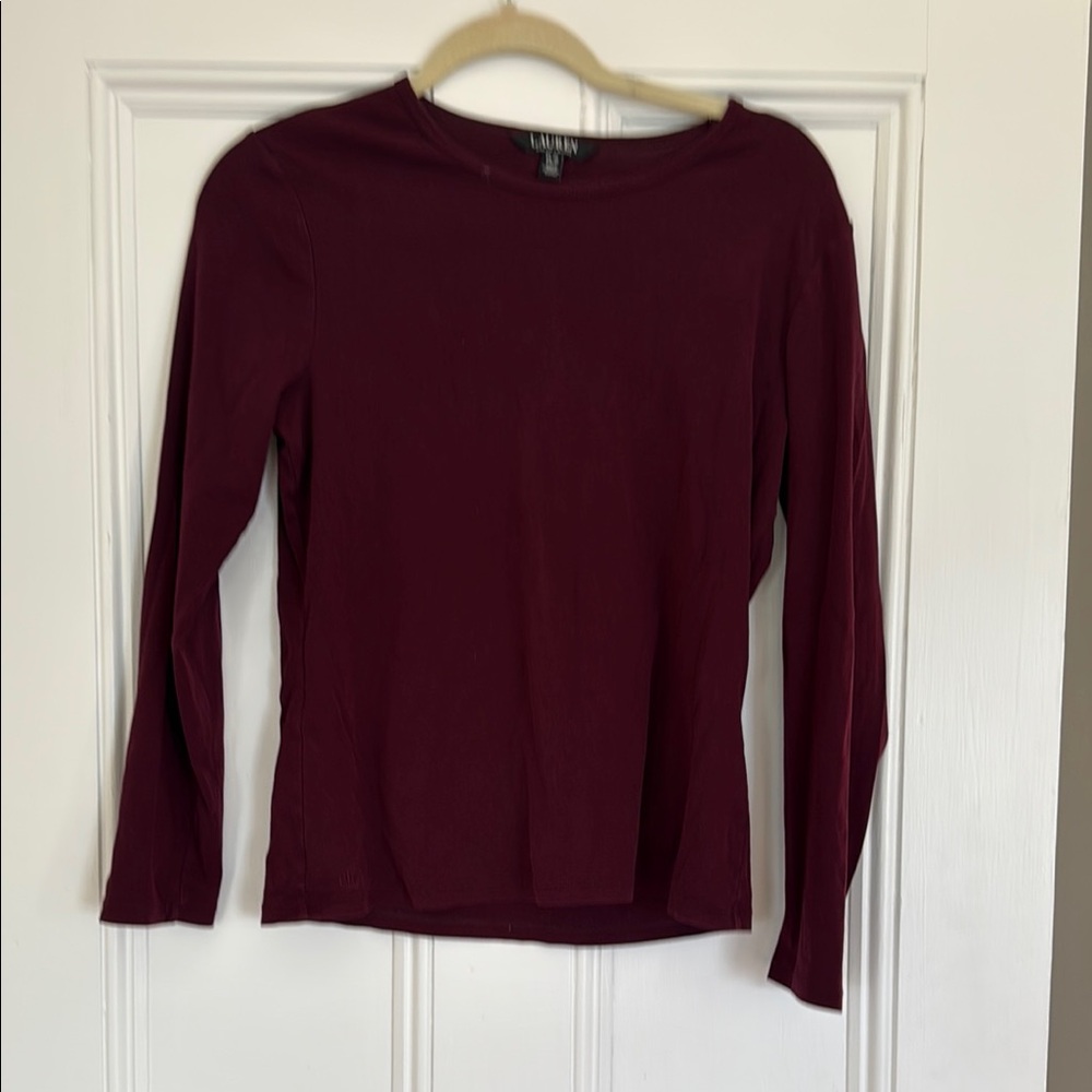 Ralph Lauren Red Fitted Long Sleeve Blouse